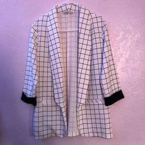 White Plaid Blazer